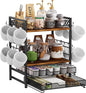 Plaviya Coffee Bar Station Organizer, 4 Tier K Cup Organizer Mug Holder with 12 Hooks, Coffee Pod Holder, Multifunctional Countertop Organizer for Kitchen