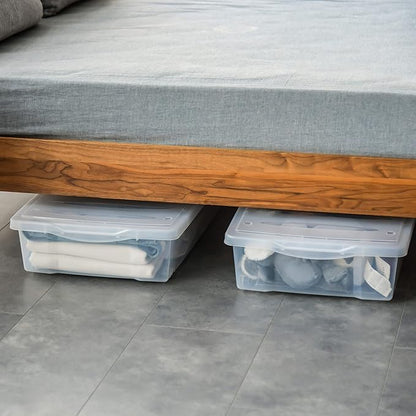 Citylife 57 QT Plastic Under Bed Storage Bins with Double-opening Lids Clear Underbed Storage Containers with Wheels for Organizing Shoes, Blankets, Clothes