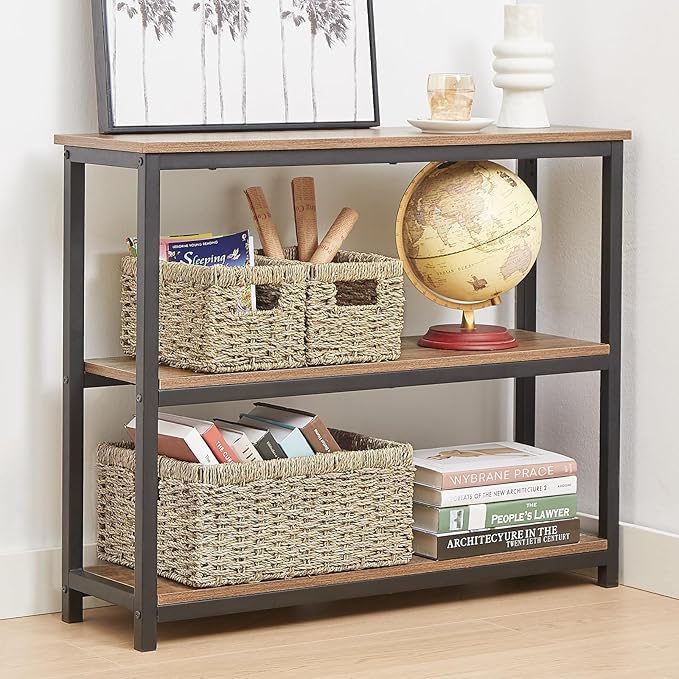 Vagusicc Wicker Basket, Set of 3 Hand-woven Storage Baskets for Organizing, Seagrass Wicker Storage Basket Bins with Handles, Small Toilet Paper Storage Baskets for Shelves Pantry Baskets (Seagrass)