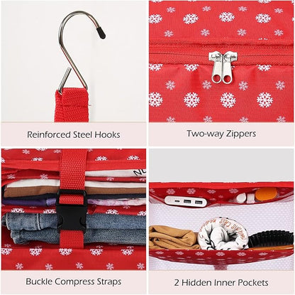 Surblue Hanging Closet Storage Bag Collapsible 3-Shelf Washable Oxford Fabric with 2 Hooks (XL 17.71 * 11.81 * 20in, Snow)