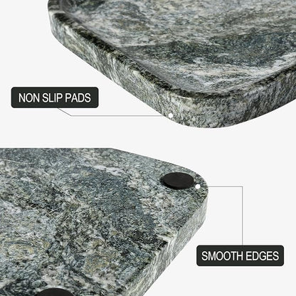 Koville Marble Tray, 12"x8" Natural Marble Vanity Tray for Countertop Bathroom Kitchen Dresser, Marble Catchall Trays for Perfume Jewelry, Decorative Rectangular Tray Home Decor(Green)