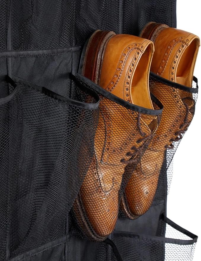 for Bilpa Shoe Organizer, Over The Door Hanging Closet Rack, 24 Large Mesh Pockets