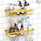 Moforoco Shower Caddy Shelf Organizer Rack, Self Adhesive Black Bathroom Shelves Basket, Home Farmhouse Wall Inside Organization and Storage Decor Rv Accessories, First Camper Apartment Essentials