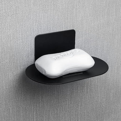 Stainless Steel Soap Tray, 3 Slot Self-Adhesive Wall Mounted Shower Soap Stand (Black)