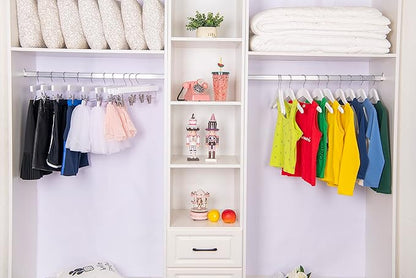 Quality 12 Inch White Kids Wooden Hangers - 80 Pack Children Hangers with Multifunctional Notches & 360 Degree Swivel Chrome Hook - Kid Coat Hangers for Clothes Size 8 and Smaller (White, 80)