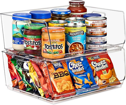 Sorbus Stackable Storage Bins Open Front - Clear Storage Bins - Pantry Bins for Storage and Organization - Acrylic Stackable Bins for Kitchen - Clear Pantry Organizer Bins (Large 2 Pack)
