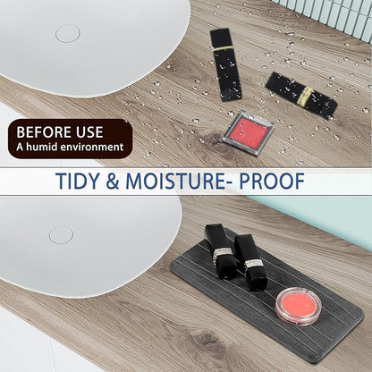 2PCS Water Absorbing Stone Tray, Fast Drying Stone Sink Tray, Water Absorbent Diatomite Trays, Stones Soap Trays, Diatomite Coasters for Kitchen Sink Bathroom Counter, Hand Soap Dish & Holders