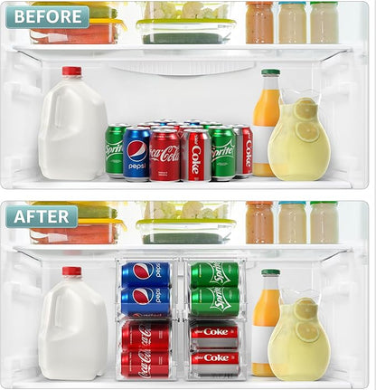 Sorbus Soda Can Organizer for Refrigerator – Stackable Can Dispenser with Lid for Fridge, Pantry, or Freezer – Holds 12 Cans Each, BPA-Free Clear Drink Organizer (4-Pack)