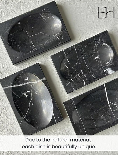 Marble Soap Dish for Shower - Stone Soap Tray Holder, Natural Soap Bar Holder Countertop Caddy, Marble Bathroom Accessories (Nero Marquina)