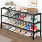 SAN HE Long Shoe Rack-Shoe Organizer 3 Tier Shoe Rack for Closet Front Door Entryway Garage, Stackable Free Standing and Freely Combinable Shoe Storage, Space Saving Small Shoe Shelves.