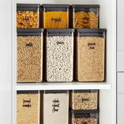 Talented Kitchen Pantry Labels for Containers - 375 PC Clear Vinyl Black Script - Peel & Stick Food Container Labels & Kitchen Pantry Organization Stickers