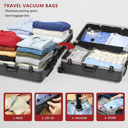 Travel Vacuum Bags for Clothing with Rechargeable Electric Pump, Compression Packing Cubes Organizer Storage for Luggage Suitcase, Space Saver Seal Bags for Vacation Cruise, 15 Combo