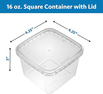 NYHI 16 oz Deli Containers with Lids 20 Pack, Square Clear Plastic Containers with Lids BPA Free, Airtight Soup Containers with Lids for Meal Prep, Take Out & Food Storage