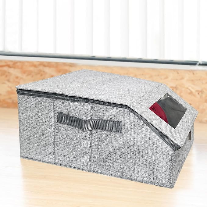 2 Pack Stackable Hat Storage Box for Baseball Caps 16.5 x 9 x 6.7 Inch Dustproof Cap Organizer with Clear Window & Cardboard Base to fit snapbacks, trucker hats, visors