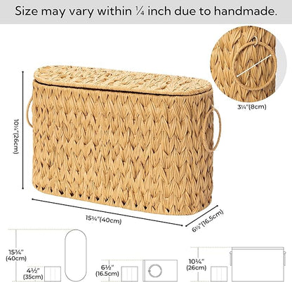 GRANNY SAYS Toilet Paper Storage Basket with Lid and Handle, Decorative Toilet Paper Holder, Waterproof Bathroom Organizers and Storage, Wicker Basket for Bathroom Storage