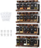 4-Tier Wall Mount Spice Rack Organizer- Screw/Adhesive Mount, Black Metal & Wood Spice Storage for Kitchen Pantry Cabinet, 11.6”W x 2.4”D x 3.2”H, Spice Jars Not Included