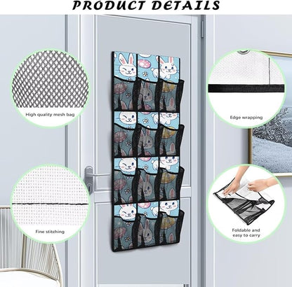 Easter Bunny Egg Over the Door Shoe Organizer,12 Breathable Mesh Pockets,Space Saving Hanging Storage Holder,Closet Rack Hanger Hangs on Closets for Shoes,Accessories,Home Essentials