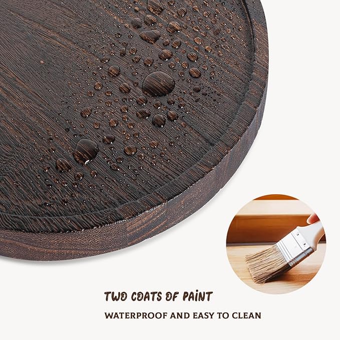 Wood Lazy Susan Organizer Kitchen Turntable for Cabinet Farmhouse Bathroom Decor Round Decorative Tray for Vanity, Counter, Sink, Coffee Table, 10 Inch, Dark Brown