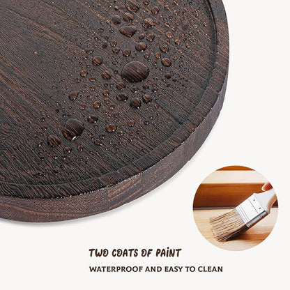 Wood Lazy Susan Organizer Kitchen Turntable for Cabinet Farmhouse Bathroom Decor Round Decorative Tray for Vanity, Counter, Sink, Coffee Table, 10 Inch, Dark Brown