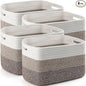 4 Pack Large Storage Baskets for Organizing, 16''Lx12''Wx8''H Woven Baskets for Storage Toys, Towels, Books, and Clothes, Cotton Rope Basket for Shelves with Handle