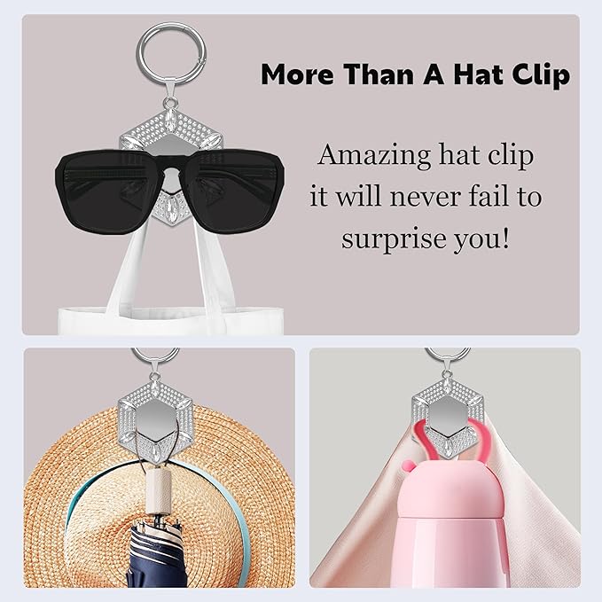 Hat Clip for travel - Hat Clip Storage, Hat Holder,Glass Holder Hooks Fits Bag Handbag Backpack Truck Vacation Beach Cruise Essentials Accessory