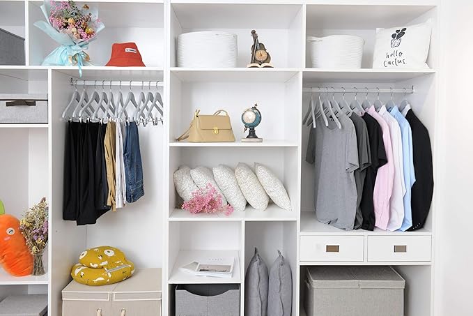 Quality Semi Curved Grey Wooden Suit Hangers, 80-Pack Smooth Finish Solid Wood Coat Hanger with Swivel Hook, Jacket, Pant, Dress Clothes Hangers Gray, 80