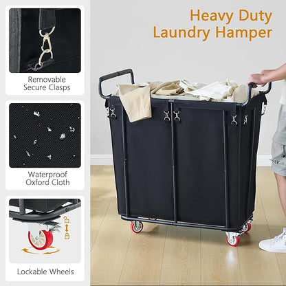 Gewudraw Large Laundry Hamper with Wheels, 360L Rolling Big Laundry Basket for Clothes Storage, Heavy Duty Extra Large Rolling Laundry Cart with Handle, Steel Frame, Waterproof Liner,95.1 Gallons.
