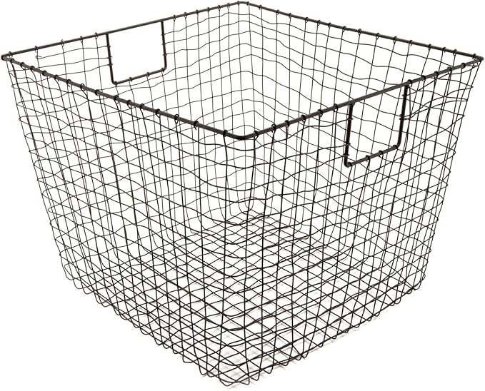 G.E.T. WB-302-MG Heavy Duty Iron Wire Utility Storage Bin/Basket, Square, 19" x 19" x 14"