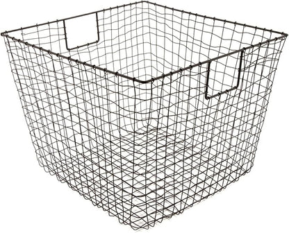 G.E.T. WB-302-MG Heavy Duty Iron Wire Utility Storage Bin/Basket, Square, 19" x 19" x 14"