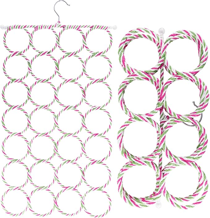 Super Z Outlet Foldable 28 Ring Hole Slots Space Saving Clothing Closet Hanger Scarf, Ties, Belts, Socks Organizer for Home Bedroom, Bathroom, Living Room (Multicolor)