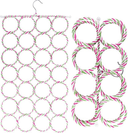 Super Z Outlet Foldable 28 Ring Hole Slots Space Saving Clothing Closet Hanger Scarf, Ties, Belts, Socks Organizer for Home Bedroom, Bathroom, Living Room (Multicolor)