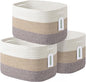 ECDYQXVU Cotton Rope Storage Basket, 15x10x9 Inches, Woven Basket for Shelves, Clothes, Towels, Books, and Laundry, White Brown (3 Pack)