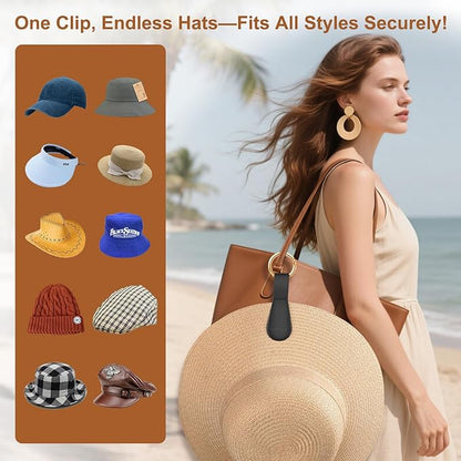 Fikoksol Magnetic Hat Clip for Travel on Bag, Silicone Hat Holder for Tote Beach Bag, Hand Free Strong Magnet Purse Hook Cowboy Hat Hanger Carrier for Travel Vacation Essentials Accessories