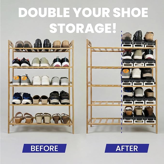 -12 p.c Adjustable Height Plastic Shoe Organizer (Blue)