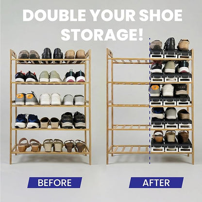-12 p.c Adjustable Height Plastic Shoe Organizer (Blue)