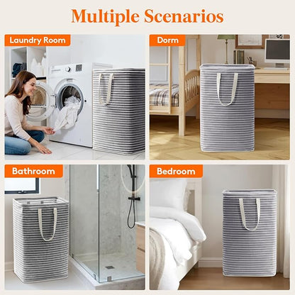 Lifewit 75L Large Collapsible Laundry Hamper, Tall Foldable Dirty Clothes Baskets Waterproof, Freestanding Design with Easy Carry Handles in Dorm Bedroom Bathroom College, Black