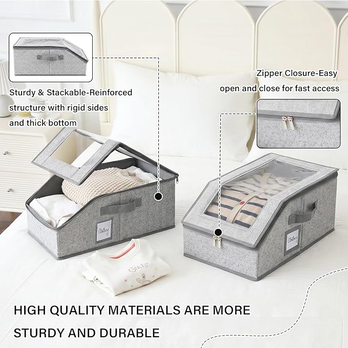 Furlide 2PCS Hat Storage Box, New Grey