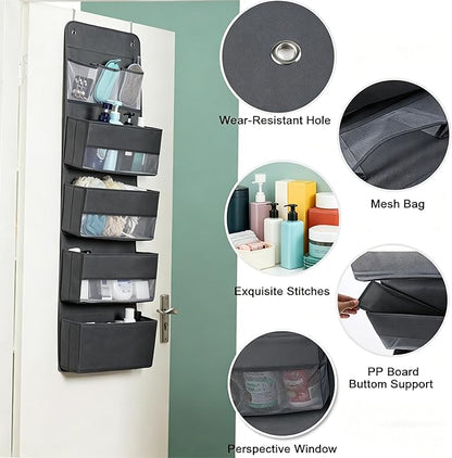 Jay-Chi Over Door Hanging Organizer Storage - 7 Large Pockets Closet Bathroom Baby Nursery Organizer Perspective Window Wall Mount Rack for Clothes Toys Sundries(Grey)