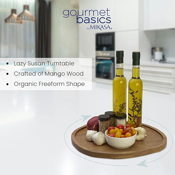 Gourmet Basics by Mikasa Cora Organic Shaped Lazy Susan Turntable, 14 Inch