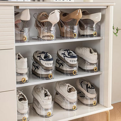Shoe Slot Organizer 10 Pack - Shoe Slots，Can Save 50% of Shoe Stackers Space，Adjustable Shoe Stacking Device, Double-Layer Design for Shoe Slots Organizer for Closet. (Pattern, 10 Pack)
