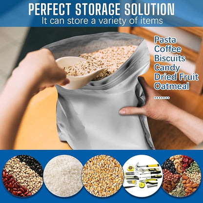 15 Pack 5 Gallon Mylar Bags with Oxygen Absorbers - 10.5 Mil Mylar Bags for Food Storage with 15 Single Sealed 2000cc Oxygen Absorbers & Labels & Clips - for Long Term Food Storage