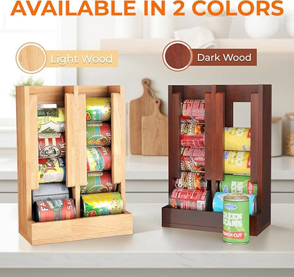 HOMESTEAD Wooden Can Organizer for Pantry, Solid Wood Canned Food Rack, Holds Standard 14.2 oz Cans, Space-Saving Kitchen Storage for Cabinets & Countertops, Natural