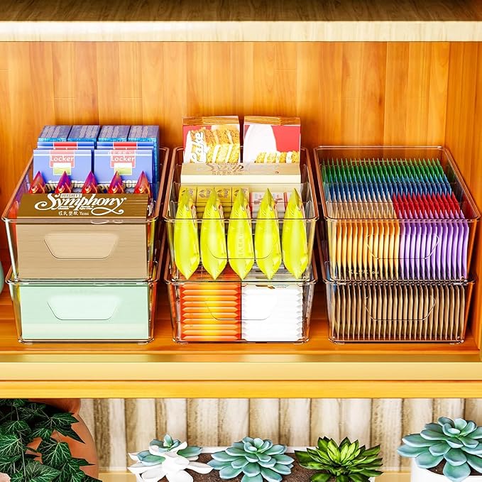 Stackable 2 Pack Snack Organizer for Pantry Shelf,Clear Pantry Organizers and Storage Bins for Fridge,Office,Cupboard,Plastic Pantry Snack Organizer For Breast Milk,Tea Bag,Food Storage Containers