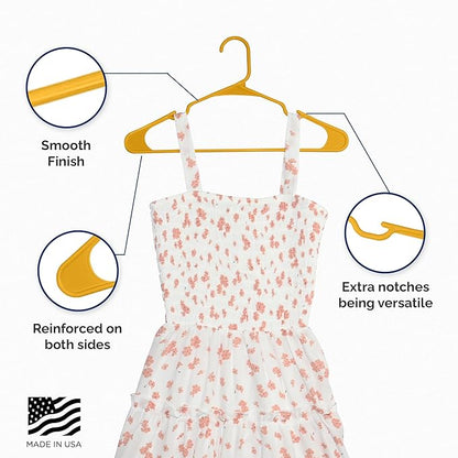 Closetselect Plastic Hangers 50 Pack - Space Saving Clothes Hangers, Made in USA, Durable & Strong Plastic Shirt & Coat Hanger with Notches & Shoulder Grooves, Non-Slip Hangers | Scoreboard Yellow