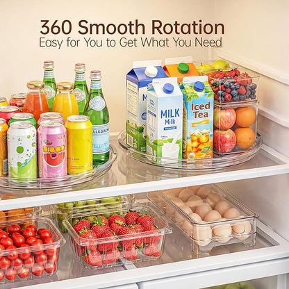LAMU 12 Inch Lazy Susan Turntable, 360° Rotating Organizer Storage for Cabinet & Table Top, Pantry, Fridge, Bathroom, 4 Pack Clear Spice Rack, Kitchen Storage Tray for Medicine & Countertop