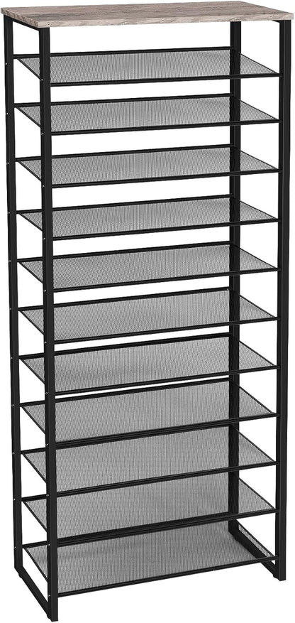 HOOBRO 12-Tier Shoe Rack for Entryway, 29.5" L Shoe Storage Organizer, Large Capacity Shoe Shelf for Closet, Front Door Entrance, Hallway, Holds 36-48 Pairs of Shoes, Greige and Black BG127XJ01