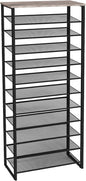 HOOBRO 12-Tier Shoe Rack for Entryway, 29.5" L Shoe Storage Organizer, Large Capacity Shoe Shelf for Closet, Front Door Entrance, Hallway, Holds 36-48 Pairs of Shoes, Greige and Black BG127XJ01