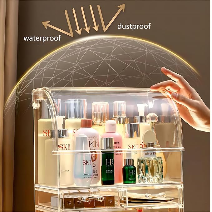 Professional Large Cosmetic Makeup Organizer Dust Water Proof Cosmetics Storage Display Case with Drawers (12.5" H x 9.5" Wx 6.4" D)