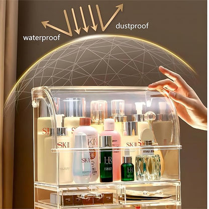 Professional Large Cosmetic Makeup Organizer Dust Water Proof Cosmetics Storage Display Case with Drawers (12.5" H x 9.5" Wx 6.4" D)