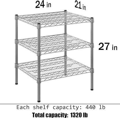 21" Deep x 24" Wide x 27" Height Wire Shelving Kit | 3-Tier | NSF Commercial Storage Rack Unit
